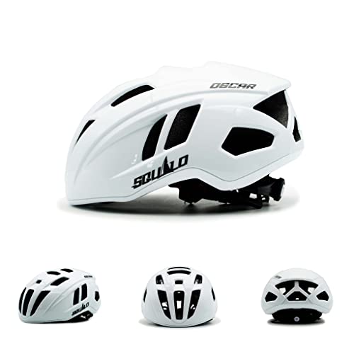Squalo Oscar Adult Bike Helmet, Highly Ventilated Road Bike Cycling Helmet For Men Women, Lightweight And Reflective Iridescent Coating (White, Large (22.83-24.41 Inches)) #TOP11