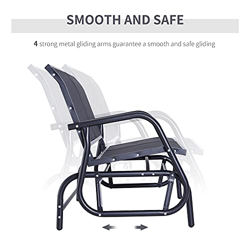 Outsunny 2-Person Outdoor Glider Bench Patio Double Swing Rocking Chair Loveseat W/Power Coated Steel Frame For Backyard Garden Porch, Black #TOP3