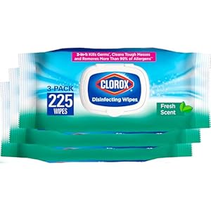 Clorox Disinfecting Wipes, Bleach Free, Household Essentials, Fresh Scent, Moisture Seal Lid, 75 Cleaning Wipes, Pack of 3 (New Packaging)
