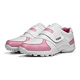 Jungen wasserdichte Golfschuhe,Mädchen Anti-Skid Lightweight Casual Sneakers,Waterproof Golf Shoes for Children Boys Girls Spikeless with Velcro Fastening,Rosa,36