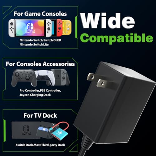 image for PURBHE Charger for Nintendo Switch,AC Adapter Compatible with Switch O