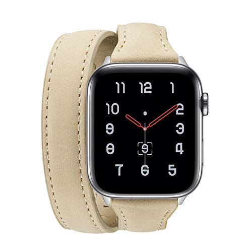 Danwon Pulseira de couro duplo Tour, compatível com Apple Watch de 38 mm, 40 mm, 42 mm, 44 mm, pulse