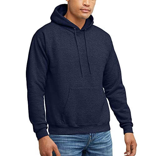 Hanes Comfortblend EcoSmart Hoodie, Midweight Fleece, Pullover Hooded Sweatshirt for Men, Heather Navy, Large by Hanes - Used condition - US$12.93