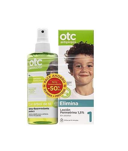 OTC Antipiojos - Loción Antipiojos y Spray Desenredante Protector de Manzana - Elimina Piojos y Liendres y Previene la Reaparición - Incluye Gorro y Lendrera - A Partir de 2 Años - Pack Antipiojos 100ml + 250ml
