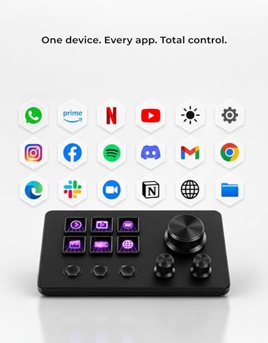 Image of APEX LIGHT Streaming Macro Keypad, Programmable Stream Controller Dock with 6 LCD Custom Keys & 3 Control Knobs, Gaming Shortcut Keyboard for OBS, Twitch, YouTube, Windows /Mac | 1 Year Warranty