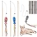 Cat Toys for Indoor Cats, 3pcs 16 Inch Natural Wood Cat Wand Toy with Ribbon Fish Teaser Cat Crazy Toy for Cat Kitten Having Fun Exerciser Playing, Bonus 5pcs Catnip Sticks for Cat Teeth Cleaning