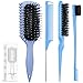 Curl Defining Brush, Curly Hair Brush Products With 3 Pcs Slick Back Hair Brush Set Bristle Brush Edge Control Teasing Comb for women (Blue)