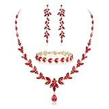 EVER FAITH Set de joyas con cristal austriaco para novia, elegante collar de lágrima con circonitas en forma de hoja y pendientes colgantes, set de pulsera de tenista, Mittel, Cristal, No es una