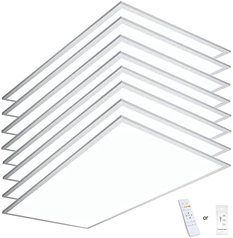 eSenlite 2x4 LED Flat Panel Light, Backlit 50W 6500 Lumen CCT Color 3000K-5000K Dimmable 2.4G Wireless Control Drop T-Bar Ceiling Surface Hanging Residential Commercial Industrial UL DLC, 8 Pack