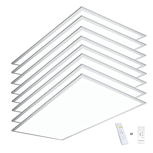 eSenlite 2x4 LED Flat Panel Light, Backlit 50W 6500 Lumen CCT Color 3000K-5000K Dimmable 2.4G Wireless Control Drop T-Bar Ceiling Surface Hanging Residential Commercial Industrial UL DLC, 8 Pack