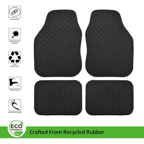 Nicoman Universal Black Car Mats With Anti-Slip, Heavy Duty Performance All Weather Protection, Trim To Fit Rubber Floor Mat Carpet For Suv, Vans, Sedans, Trucks Waterproof, Made In Uk (Full Set) - 3