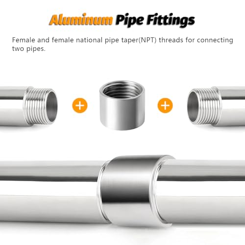 1/8" NPT Threaded Full Coupling Aluminum6061-T Schedule40 Pipe Fitting 2Pcs by VNWIQ - Used condition - Image 5