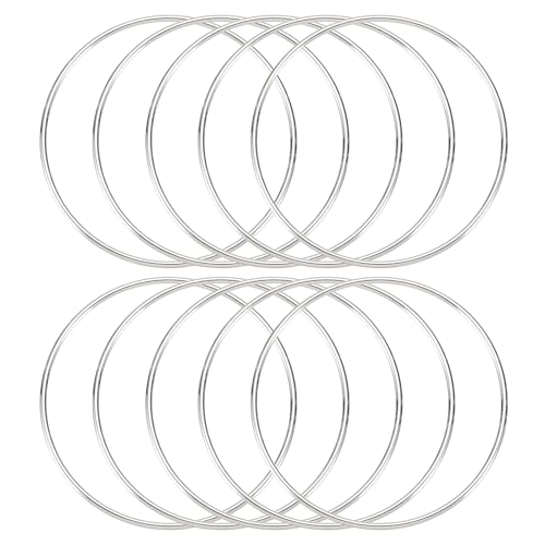 Quarkzman 10 Anillos Atrapasueños, Aros De Metal Para Manualidades 4 Pulgadas Aros De Macramé Para Hacer Coronas Suministros Para Hacer Colgadores De Plantas, Plata
