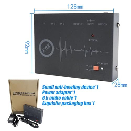 Supresor de retroalimentación profesional mini, procesador de audio digital anti-lloriqueo, procesador de audio de 3 entradas y 1 salida para micrófono, para sala de conferencias y estudio de grabación miniatura 6