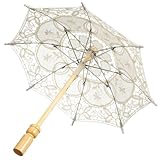 MAJORMENCH レース刺繍クラフト日傘 ブライダルベール装飾 米白半径15cm 撮影用ウェディングアクセサリー 花嫁写真小道具 パーティー用