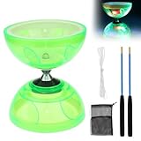 Diabolo à LED avec roulement à billes   Lumineux dans l'obscurité   4 couleurs   Kit de jonglage   Triple rangement   Pour enfants et adultes   Jouet de jonglerie   Pour débutants et professionnels