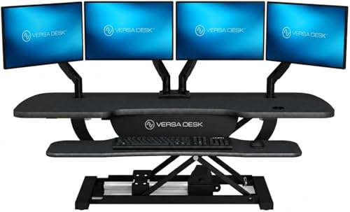 VERSADESK Electric Standing Desk Converter 48 Inch PowerPro Height-Adjustable Sit Stand Desktop Riser Keyboard Tray USB Charging Port 48 W X 24 D Black