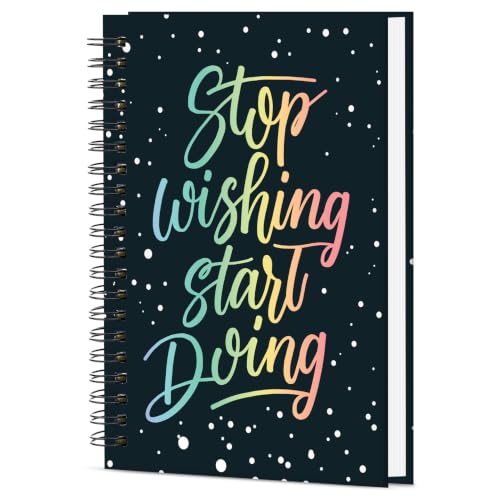 Image of Stop Wishing Start Doing Printed Cover A5 Size Wiro Hard Bound Notebook Diary For Girls and Women | 200 Ruled Pages | 80 GSM Paper | Undated Journal Diary