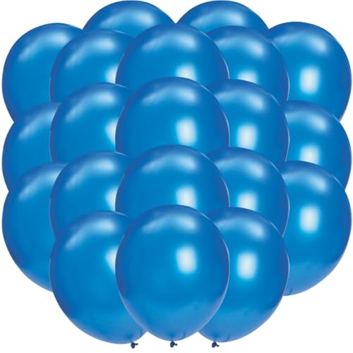 Fun Express Round Latex Balloons - 11' | Metallic Blue | Pack of 24