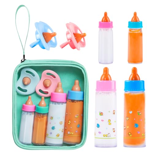 SCOM Baby Doll Bottle Accessories - 6 Pcs Magic Milk Feeding Toys Green