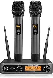 TONOR Wireless Microphone，Metal Dual Professional UHF Cordless Dynamic Mic Handheld Microphone System