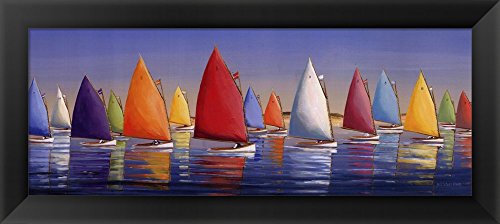 BUY ART FOR LESS Framed Flying Colors by Sally Caldwell-FisherArt Print Wall Picture Black Frame with Hanging Cleat 2210 inches