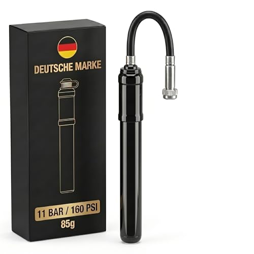 Fietspomp, klein, 11 bar (160 psi), laag gewicht (85 g) en grootte (16 cm), ideaal voor onderweg, pomp voor Schrader en Presta-ventielen, krachtige luchtpomp voor racefiets, e-bike en fiets