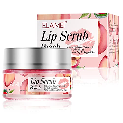 Lip Scrub, Lip Scrub Mask with Double Effect & Moisturizer, Natural Lip Masks Treatment Care, Repair Lip Mask for Dry and Cracked Lips, Peeling Lip Primer, Beauty Lip Balm (Peach)
