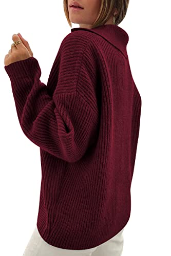 Lillusory 2024 Fall Sweaters Tops For Women Knitted Burgundy Casual Fashion Sweater Dressy Long Sleeves Basic Cute Wine M thumb #4