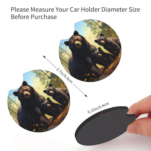 Posavasos para portavasos de auto - Set de 2 con diseño oso negro miniatura 3