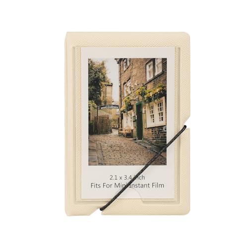Mini Polaroid 2x3 Small Photo Album Book For 3 Inch Fujifilm Instax Mini 12 11 9 99 8 7+ 40 EVO Camera Film, HP Sprocket, K-Pop Photocards (Beige)