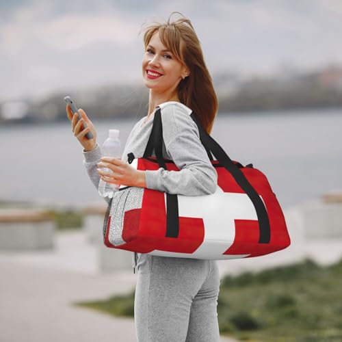 Sac de sport avec imprimé drapeau suisse bagage cabine noir One Size