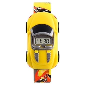 Skmei Bernsuisse Fashion Creative Children Cartoon Toy Car Digital Yellow Dial Boys And Girls Wrist Watches -1241