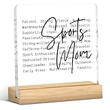 Sports Mom Gifts from Daughter Son Christmas Mothers Day Birthday Gifts for Sports Team Mother Mom Clear Acrylic Desk Decoration Sign for Home Office Bedroom Desk Shelf 4 X 4 Inch