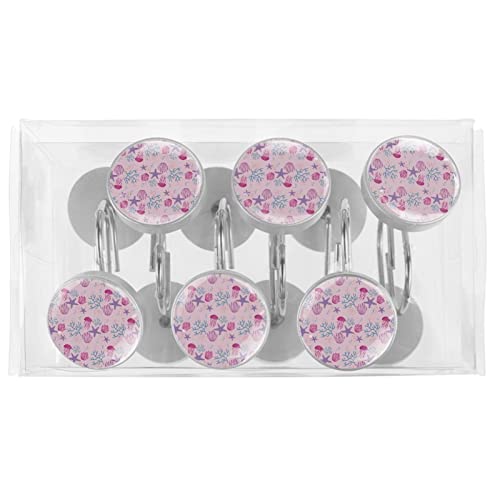 Crochets de rideau de douche haut de gamme en métal résistant rose corail et méduse - 6