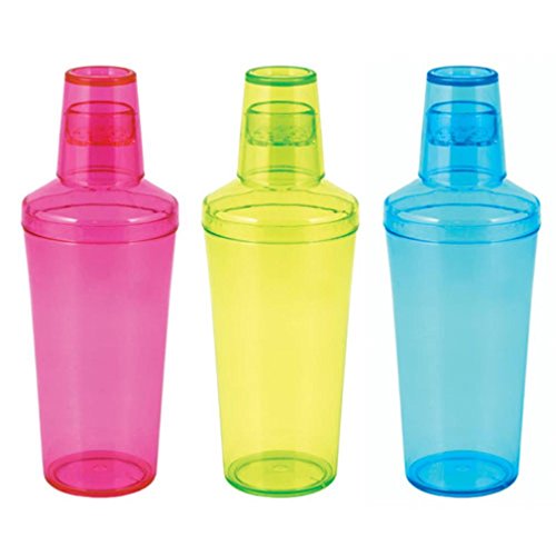True Fabrication 2878 Jolt Neon Cocktail Shaker, Pink, Yellow & Blue #TOP20