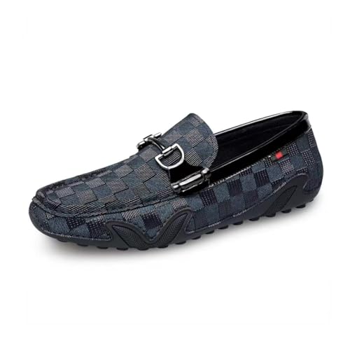 ZRO Men's Genuine Leather Penny Loafers - Slip On Driving Shoes for Business Casual & Daily Wear | Breathable & Comfortable Blue US 8