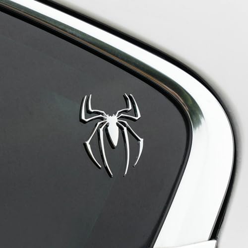 Image of 3D Spider Chrome Emblems Badges Sticker Car Vehicle, Truck, Motorcycle, RV, Scooter, SUV, Door, Window, Room, Wall and More Decoration (2Pcs-Silver)