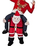 Santa Claus Carry Mascot Costume Ride On Me Christmas Costume