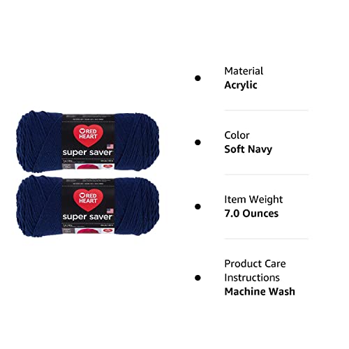 Bulk Buy: Red Heart Super Saver (2-Pack) (Soft Navy, 7 Oz Each Skein) #TOP1