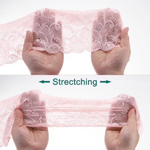 MECCANIXITY 7.1 Inch Wide 3 Yard Lace Ribbon Floral Pattern Sky Blue Lace Trim Ribbon for DIY Crafts, Gift Wrapping Bouquets, Wedding Decor, and Sewing Making by MECCANIXITY - Image 3
