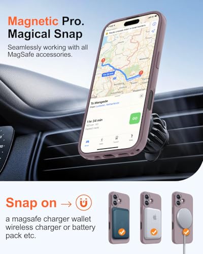 Image of Magnetic for iPhone 17 Case,Shockproof Matte Cover,Lavender Purple | with Screen Protector,Compatible with MagSafe,Military Grade Drop Protection,Full Camera Protection,Non-Slip Design Case