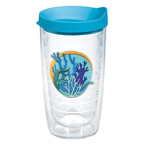 Tervis Coral Reef Recycled Made in USA Double Walled Insulated Tumbler Travel Cup Keeps Drinks Cold & Hot, 16oz, Coral Reef