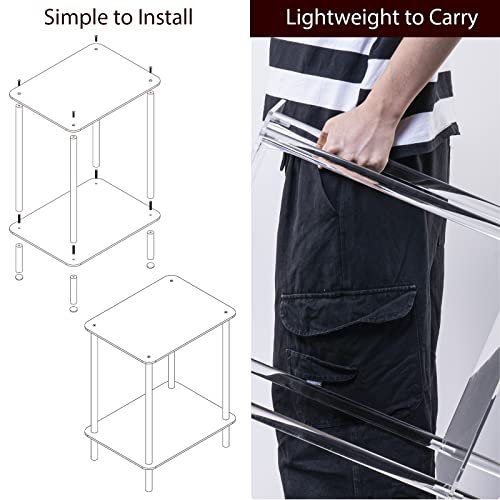 Hmyhum Acrylic End Tables Set Of 2, Small Nightstand/Bedside Table For Living Room, Bedroom, Home Accent Side Table, 2-Tier, 15.7" L X 11.8" W X 20" H, Clear #TOP3