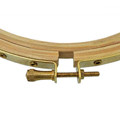 Image of Embroiderymaterial Round Wooden Embroidery Hoop Frame with Brass Metal Screw-Combo of 3 inch, 4 inch, 6 inch, 8 inch & 10 inch