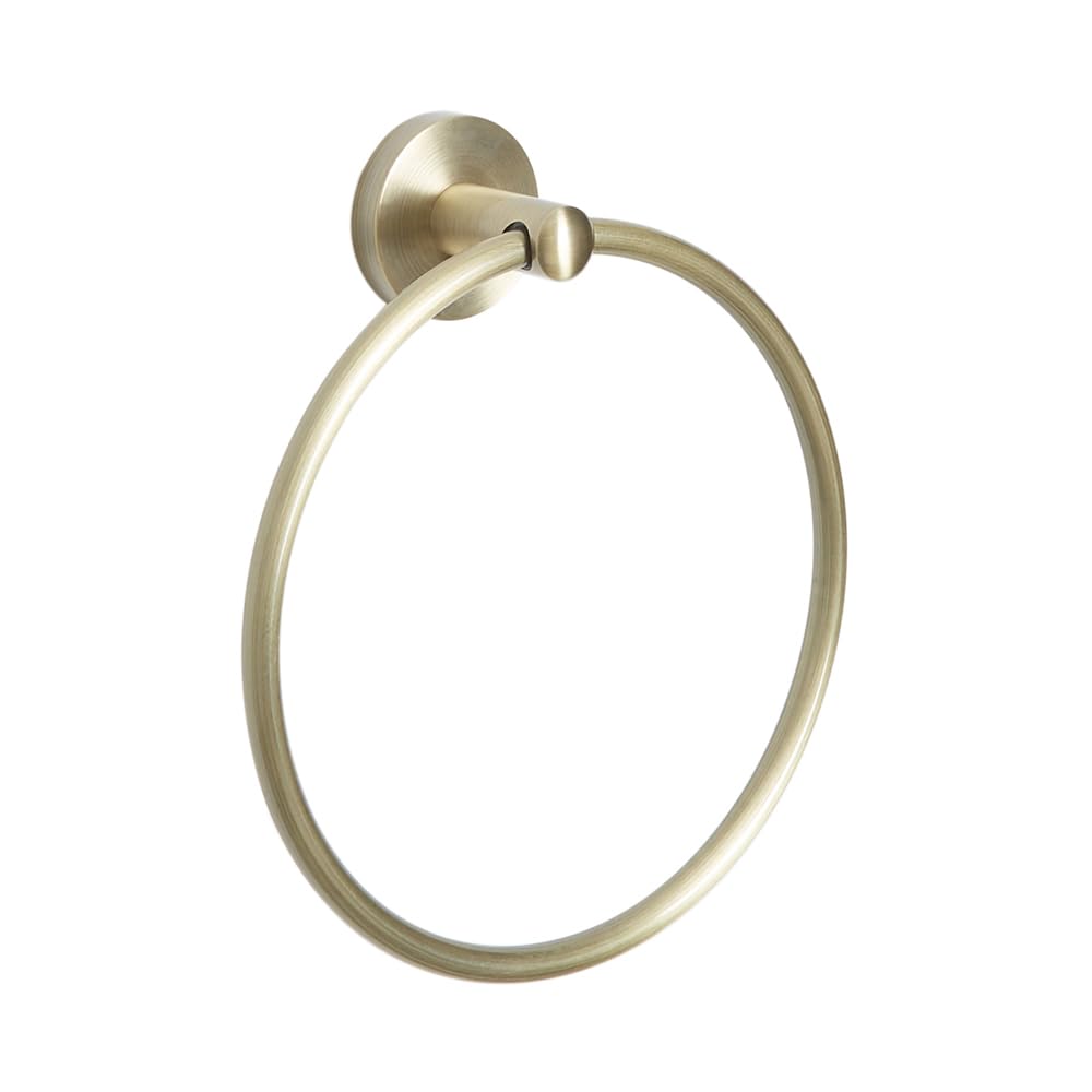 Milano Brass Monet Bathroom Wall Mounted Round Towel Ring Holder - Antique
