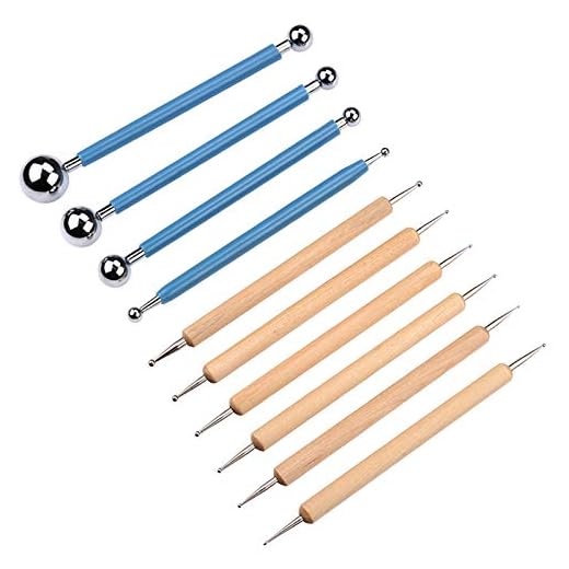 Meuxan 10 Piece Dotting Tools Ball Styluses for Rock Painting, Pottery Clay Modeling Embossing Art