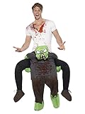 Incluye Disfraz de zombi Piggyback,Verde y gris,Disfraz de una pieza con piernas simulad