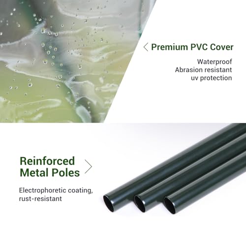 Ohuhu Tomaten Gewächshaus Foliengewächshaus mit PVC-Abdeckung und Fernster, Begehbarer Gewächshaus 200x77x170 cm Gewächshaus Klein Winterfest Tomatenhaus für Optimales Pflanzenwachstum