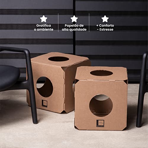 Gato Moderno Brinquedo para Gatos Labirinto Kit 4 Cubos de Papelão Kraft, Casa para Gatos, Nicho par